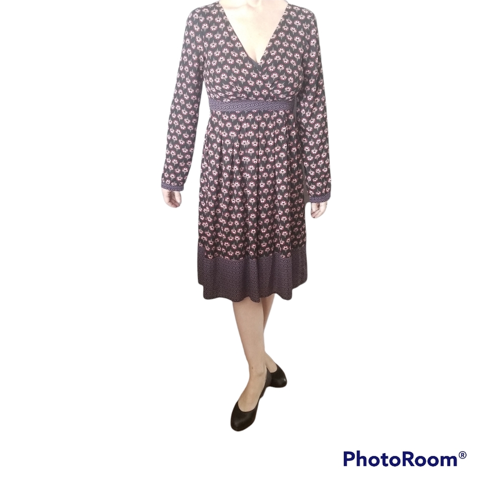 (XS) Twik Fit & Flare Midi Dress Floral Peasant Bohemian Prairie Indie Vacation